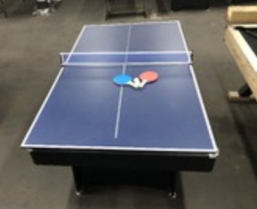 7 foot Modern Pool table with matching dining top and Table tennis top