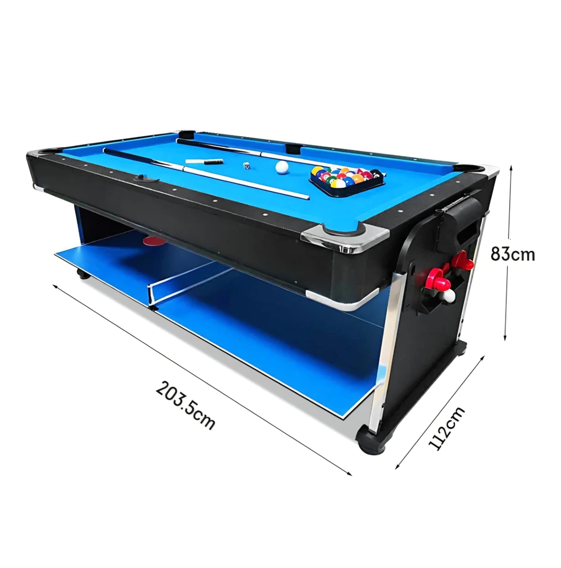 7 ft 4 in one Pool Table, air hockey, table tennis and dining top