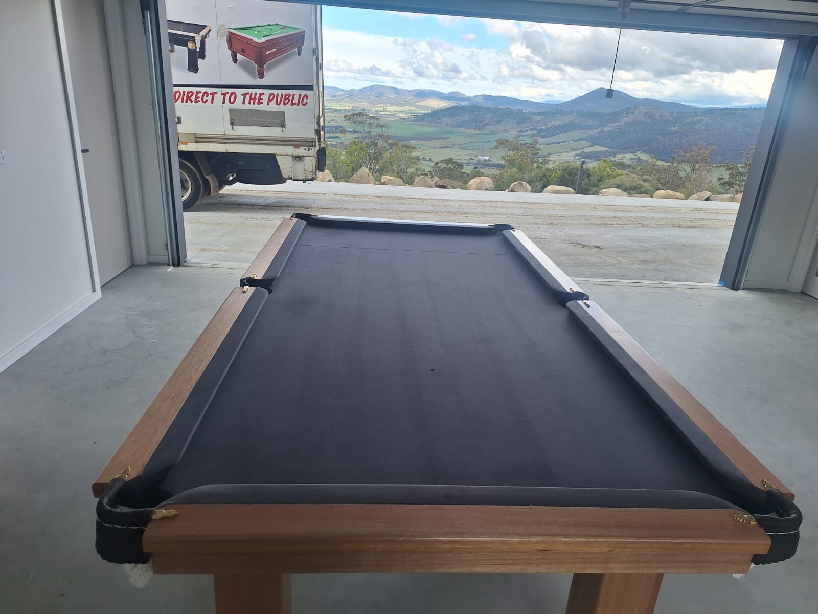 7 foot Modern square legs, slate based Tasmanian oak timber with 6811 English tournament felt