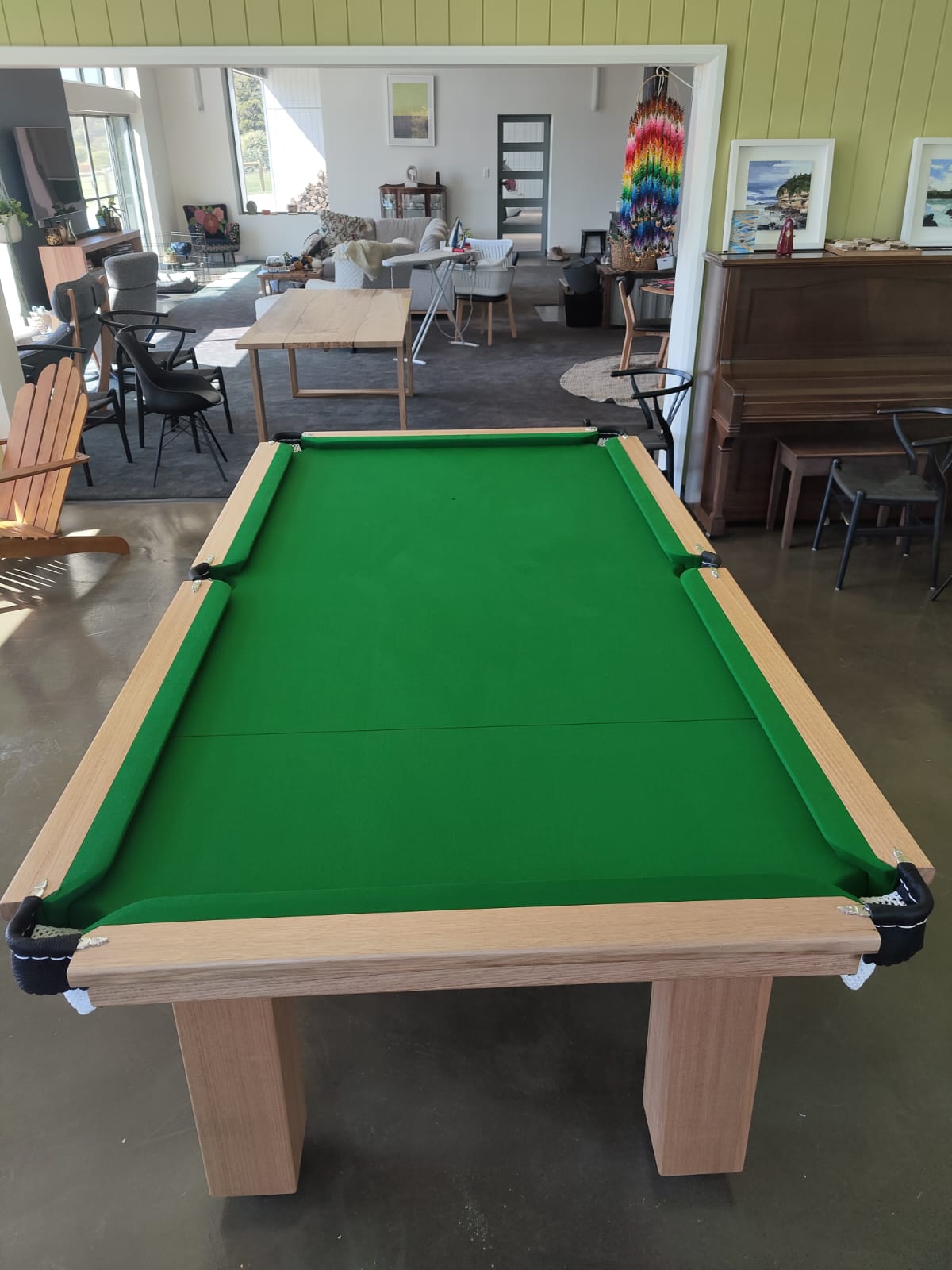 7 foot Modern square legs, slate based Tasmanian oak timber with 6811 English tournament felt
