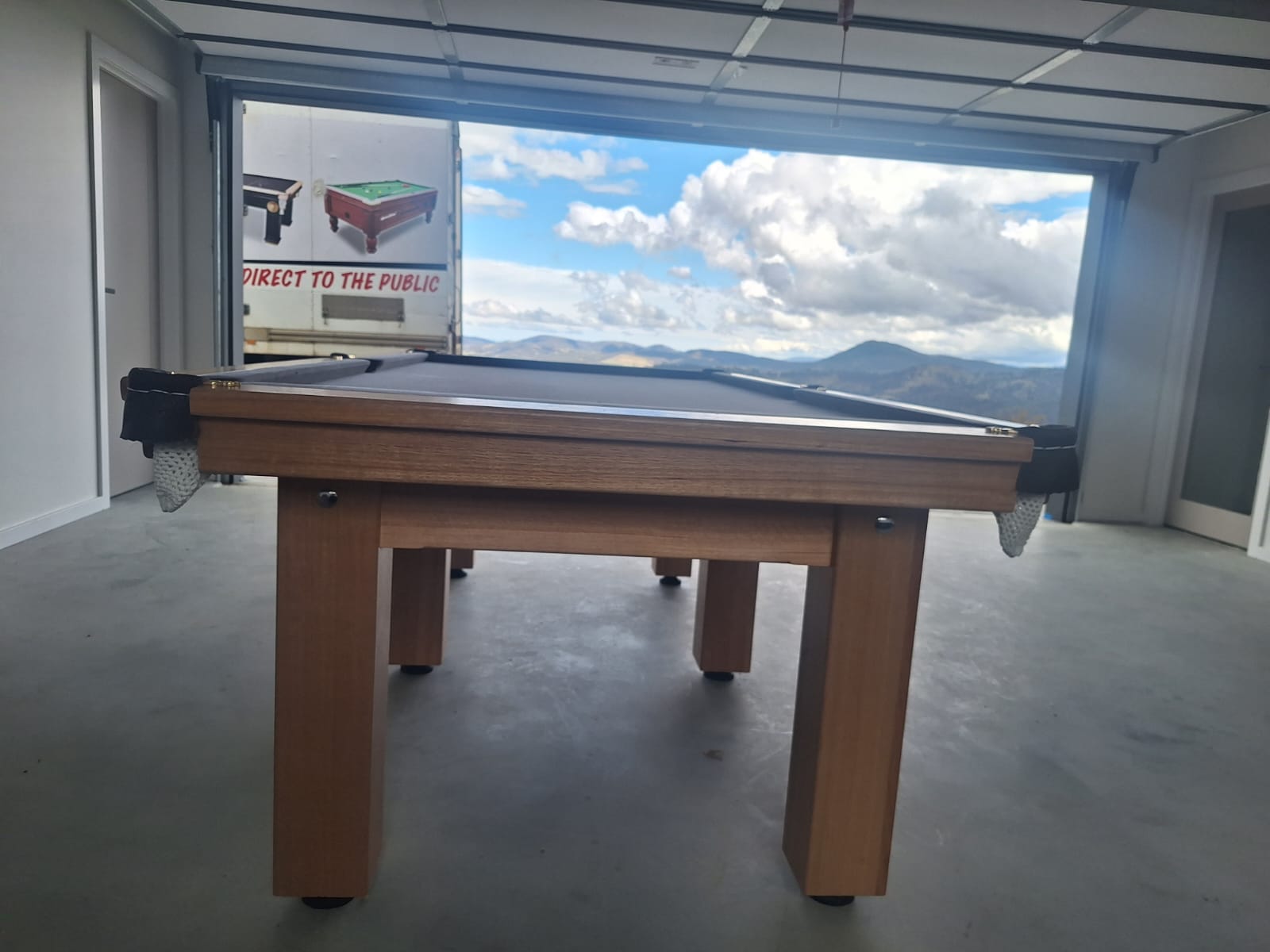 7 foot Modern square legs, slate based Tasmanian oak timber with 6811 English tournament felt