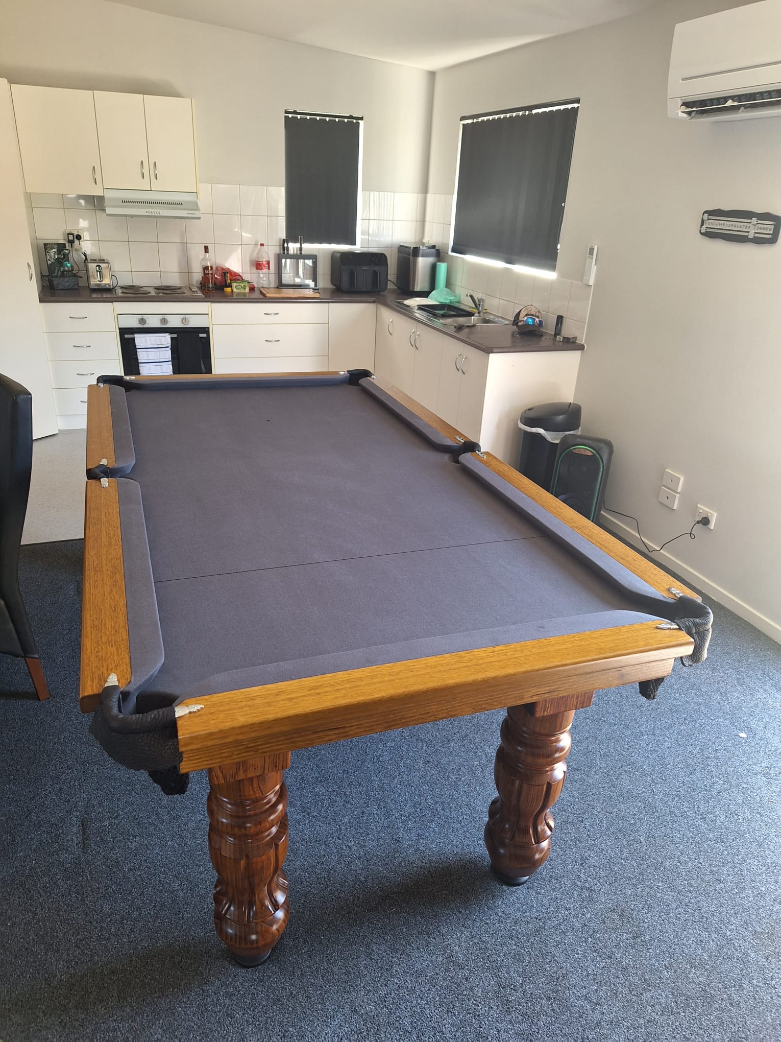 7 foot slate based Traditional turned legs , Tasmanian oak timber , 6811 English tournament felt