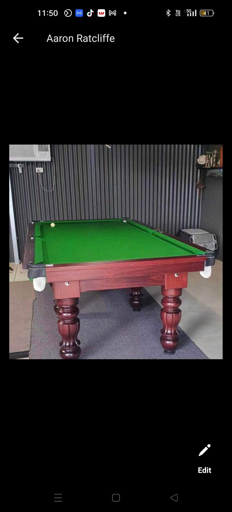 7 foot slate based Traditional turned legs , Tasmanian oak timber , 6811 English tournament felt