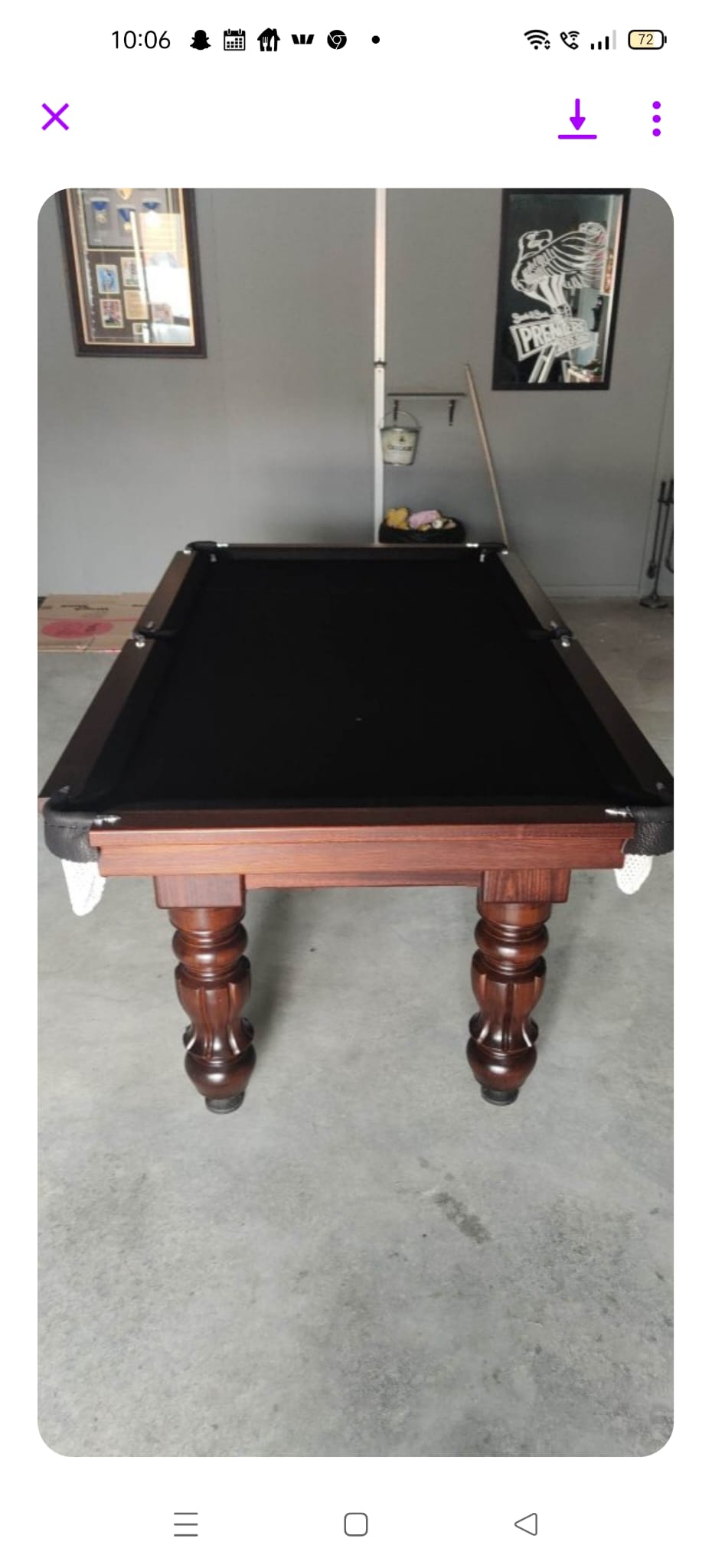 7 foot slate based Traditional turned legs , Tasmanian oak timber , 6811 English tournament felt