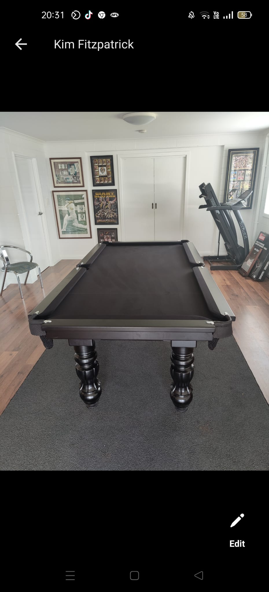 7 foot slate based Traditional turned legs , Tasmanian oak timber , 6811 English tournament felt
